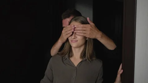 Man is showing new flat for his wife Stock Footage 119635002