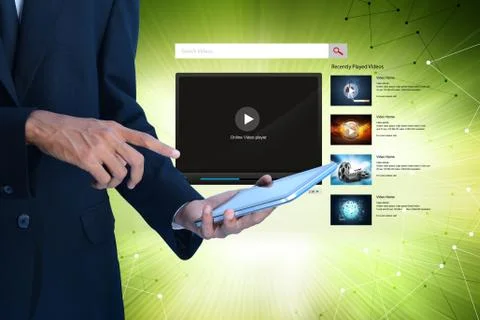 Man showing the play button Stock Illustration