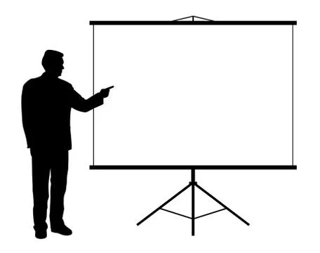 Man showing presentation on projection screen Stock Illustration