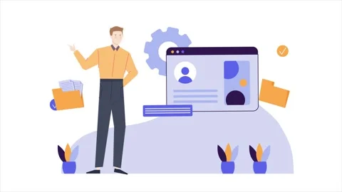 A man showing recruitment data business animated illustration video Stock Footage 279441663