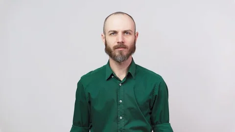 Man showing refusal, shaking his head. Serious bearded man facial expression Stockbeeldmateriaal 126663660