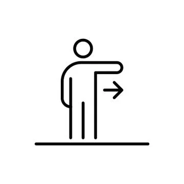 Man showing right direction icon ui people simple line flat illustration Stock Illustration