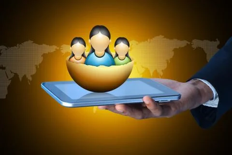 Man showing social network concept Stock Illustration