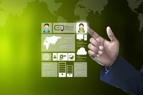 Man showing social network concept Stock Illustration