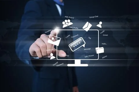 Man showing social network concept Stock Illustration