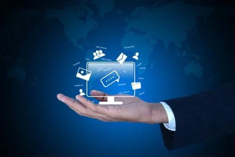 Man showing social network concept Stock Illustration