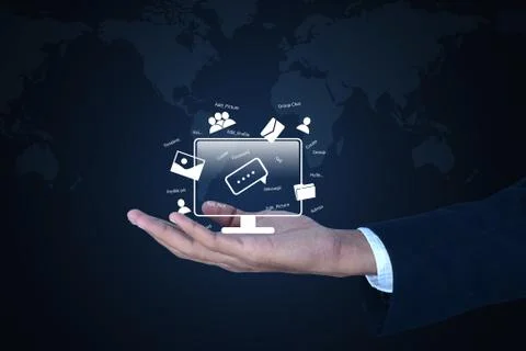 Man showing social network concept Stock Illustration