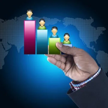 Man showing social network graph Stock Illustration