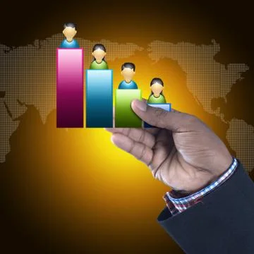 Man showing social network graph Stock Illustration
