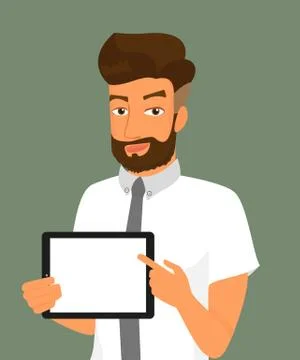 Man showing something displayed on tablet pc Stock Illustration
