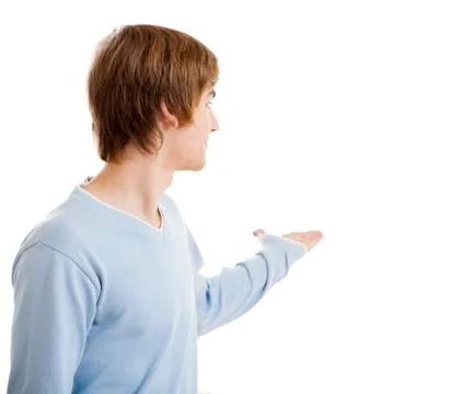 Man showing something Stock Photos