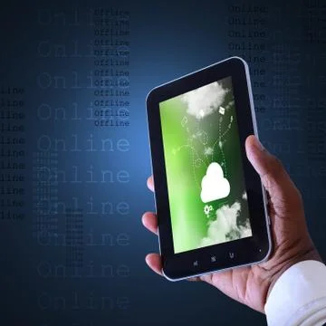 Man showing the tablet Ilustración de archivo