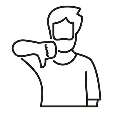 Man showing thumbs down gesture disapproving bad quality Stock Illustration