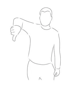 Man showing thumbs down, vector. Hand drawn sketch. Illustrazione stock
