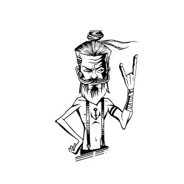 Man showing two fingers vector illustration Stock Illustration