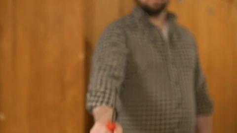 Man showing work tools Stock Footage 120997505