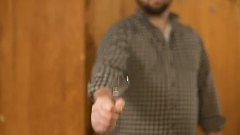 Man showing work tools Stock Footage 121000805