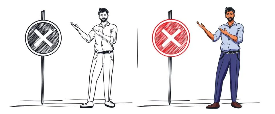 Man showing wrong sign vector Stock Illustration