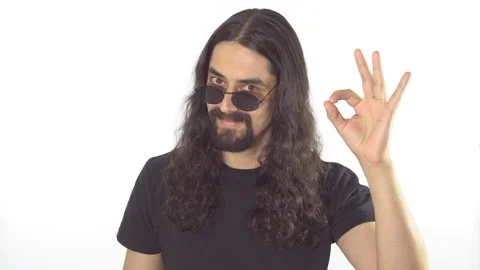 Man shown OK sign Stock Footage 107380266