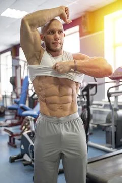Man shows abs Stock Photos