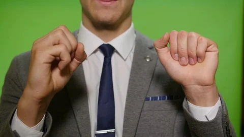 Man shows gestures of deaf and dumb Stock Footage 113471455