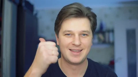 The man shows the likes. Stock Footage 84566863