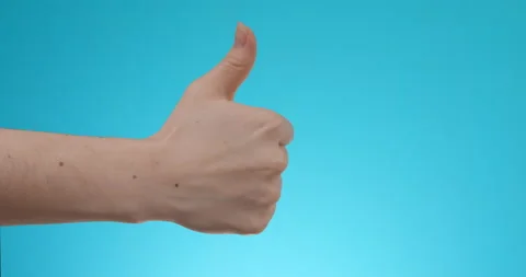 Man shows thumb up. Close-up. Stock Footage 146765147