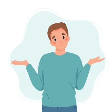 Man shrugging with a curious expression, doubt or question, vector illustration Stock Illustration