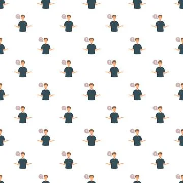 Man shrugging with question mark thinking uncertainty pattern Stock Illustration