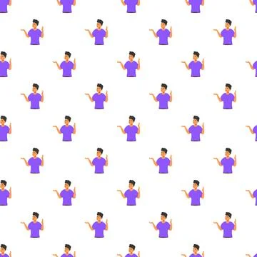 Man shrugging shoulders creating seamless pattern of confusion Stock Illustration