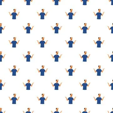Man shrugging shoulders expressing doubt and confusion pattern Stock Illustration