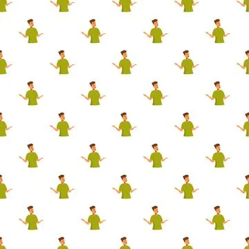 Man shrugging shoulders expressing doubt confusion seamless pattern Stock Illustration