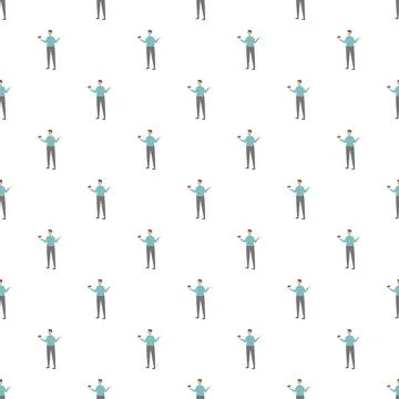 Man shrugging shoulders with question mark seamless pattern Stock Illustration