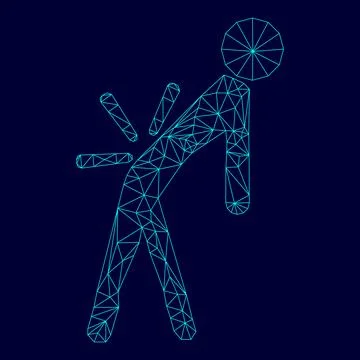 Man a with sick back . Backache in low poly triangulation triangulated poly.. Stock Illustration