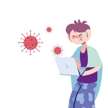 Man sick on the computer Stock Illustration