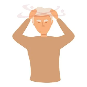 Man sick icon cartoon vector. Brain pain Stock Illustration