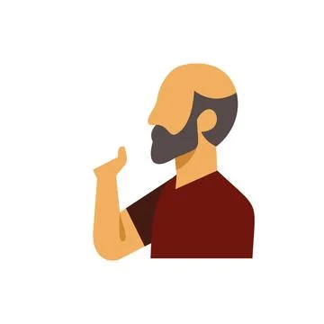 Man side profile gesturing with open hand Stock Illustration