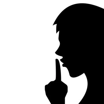 Man side view face silhouette with be quiet pose vector drawing Stock Illustration