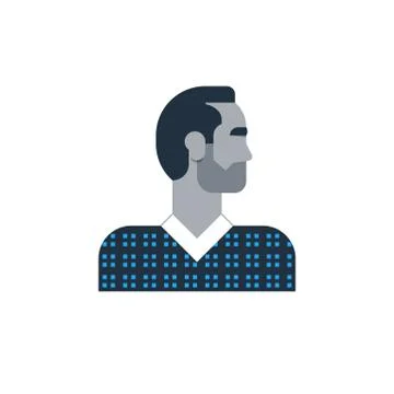 Man side view, turned head, casual outfit, good-looking person Illustrazione stock