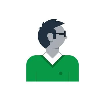 Man side view, turned head, smart student, programmer Illustrazione stock