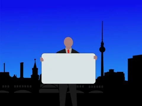 Man with sign in berlin Stock Illustration