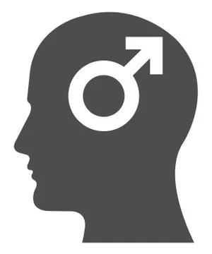 Man with sign vector heads talking. Gender sign silhouette shape Stock Illustration