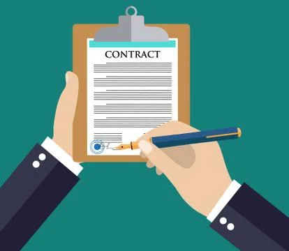 Man signs document Illustrazione stock