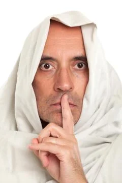 Man with silence/secrecy expression Stock Photos
