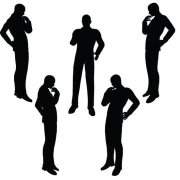 Man silhouette in anxious pose Illustrazione stock