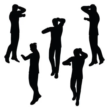 Man silhouette in anxious pose Stock Illustration