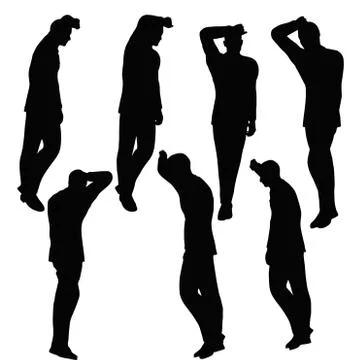Man silhouette in anxious pose Stock Illustration