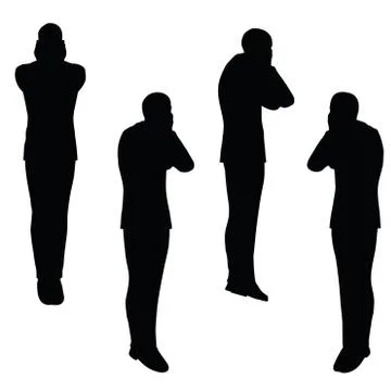 Man silhouette in anxious pose Stock Illustration