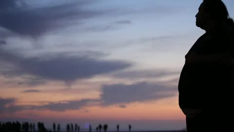 Man In Silhouette at Beach Stock Footage 11360237