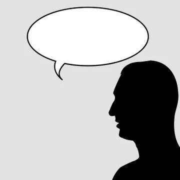 Man silhouette with chat bubbles Illustrazione stock